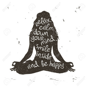 Woman silhouette sitting in lotus pose of yoga.